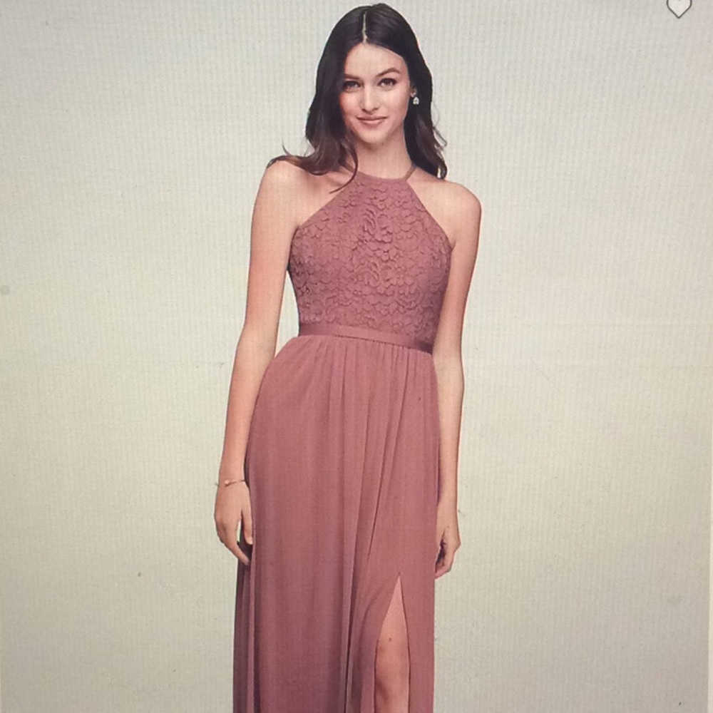 Open-Back Lace and Mesh Bridesmaid Dress (Quartz)